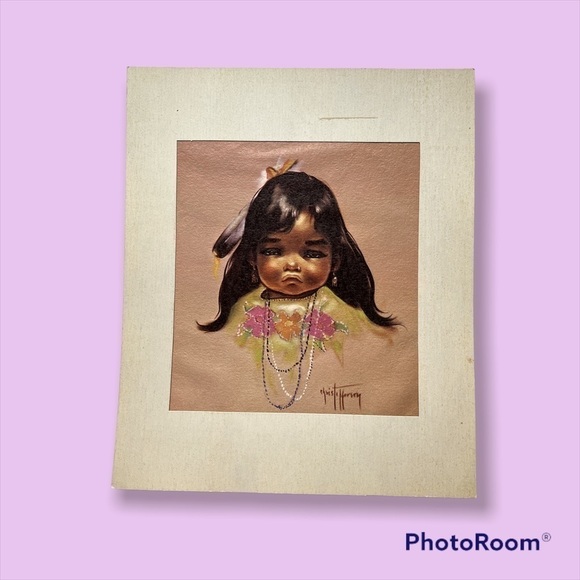 𝅺Vintage Navajo Native American Girl 70s Chris Toffersey Art Print - Picture 1 of 3